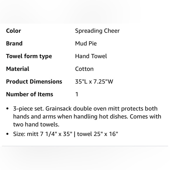 ❤️ Mud Pie ❤️ NWT ❤️ Double Christmas Oven Mitt & Towel Set, Spreading Cheer - Picture 5 of 15